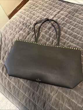 Valentino Garavani Black Tote with Gold Pyramid Studs